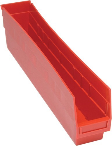 STORE-MORE 6'' Shelf Bin 23-5/8" x 4-1/8" x 6" Red