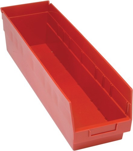 STORE-MORE 6'' Shelf Bin 23-5/8"" x 6-5/8"" x 6"" Red