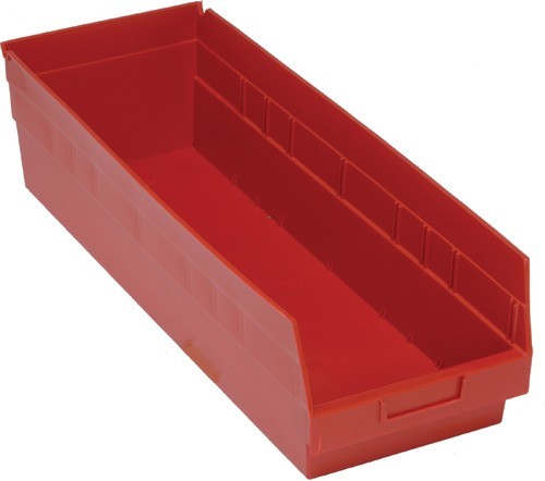 STORE-MORE 6'' Shelf Bin 23-5/8" x 8-3/8" x 6" Red