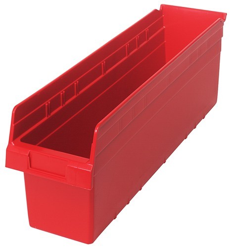 STORE-MAX 8'' Shelf Bin 23-5/8" x 6-5/8" x 8" Red