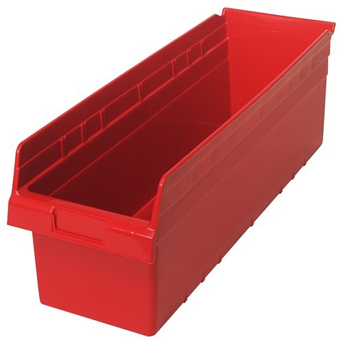 STORE-MAX 8'' Shelf Bin 23-5/8" x 8-3/8" x 8" Red