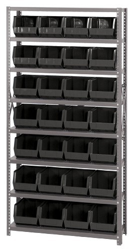 Giant Open Hopper Storage Unit 12" x 36" x 75" Black