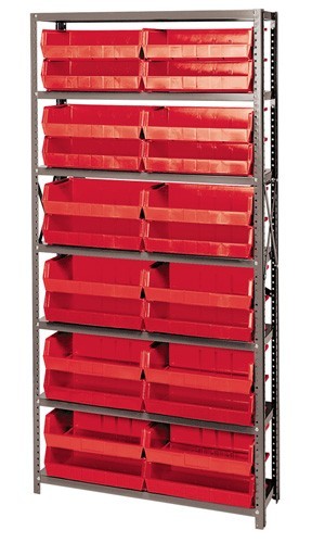 Giant open hopper storage unit 12" x 36" x 75" Red