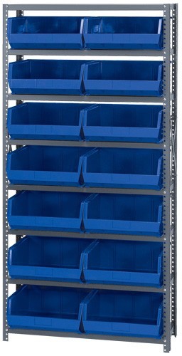 Giant open hopper storage unit 12" x 36" x 75" Blue