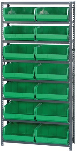 Giant open hopper storage unit 12" x 36" x 75" Green