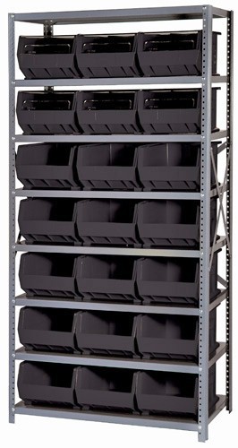 Giant open hopper storage unit 18" x 36" x 75" Black