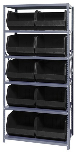 Giant open hopper storage unit 18" x 36" x 75" Black