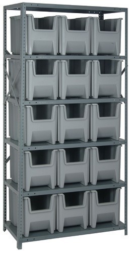 Bin Storage Unit 18" x 36" x 75" Gray