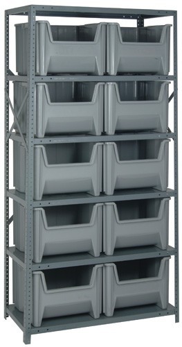 Bin Storage Center - Complete Steel Package 18" x 36" x 75" Gray