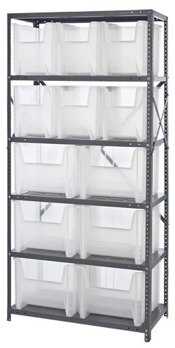 CLEAR-VIEW Bin Storage Center - Complete Steel Package 18" x 36" x 75"