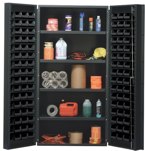 All-Welded Bin Cabinet 36" x 24" x 72" Black