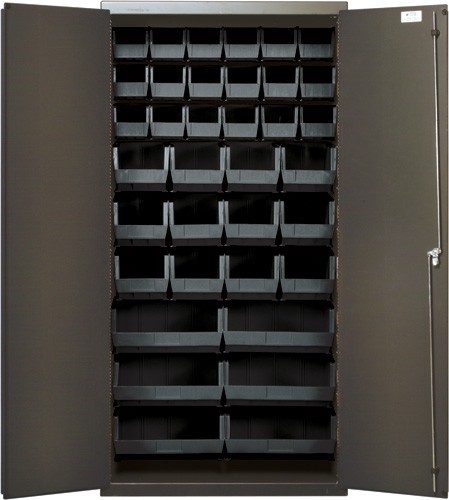 All-Welded Bin Cabinet 36" x 18" x 72" Black