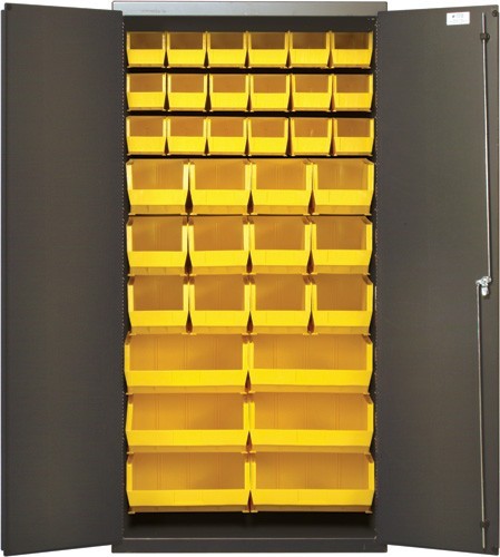 All-Welded Bin Cabinet 36" x 18" x 72" Yellow