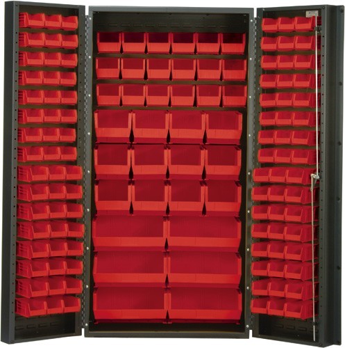 All-Welded Bin Cabinet 36" x 24" x 72" Red