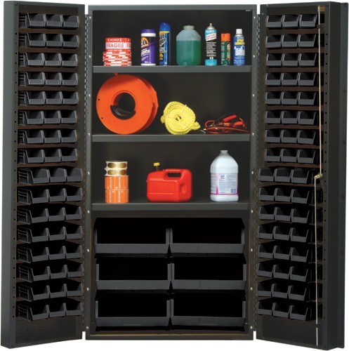 All-Welded Bin Cabinet 36" x 24" x 72" Black