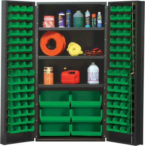 All-Welded Bin Cabinet 36" x 24" x 72" Green