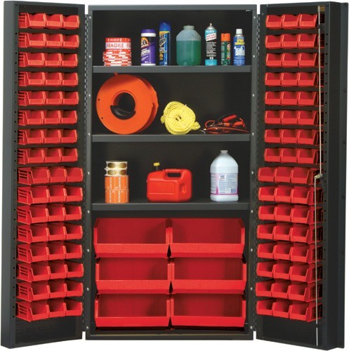 All-Welded Bin Cabinet 36" x 24" x 72" Red