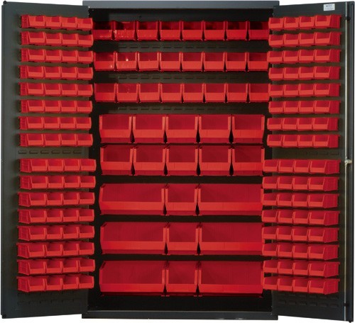 All-Welded Bin Cabinet 48" x 24" x 78" Red