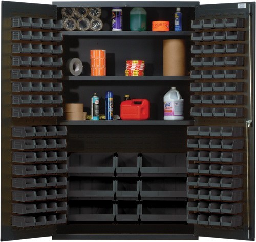 All-Welded Bin Cabinet 48" x 24" x 78" Black