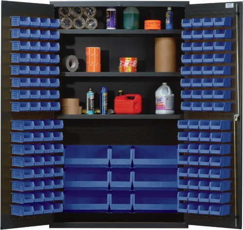 All-Welded Bin Cabinet 48" x 24" x 78" Blue