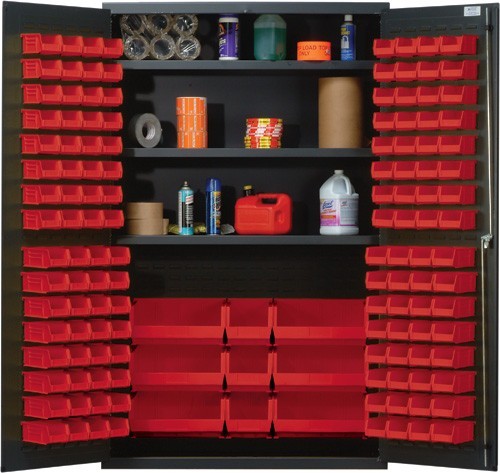 All-Welded Bin Cabinet 48" x 24" x 78" Red