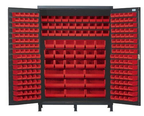 All-Welded Bin Cabinet 60" x 24" x 84" Red