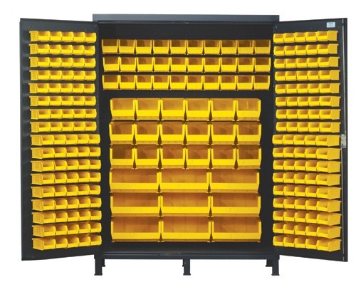 All-Welded Bin Cabinet 60" x 24" x 84" Yellow