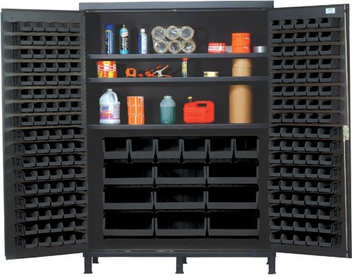 All-Welded Bin Cabinet 60" x 24" x 84" Black