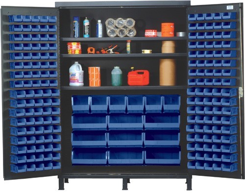 All-Welded Bin Cabinet 60" x 24" x 84" Blue