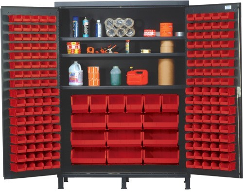 All-Welded Bin Cabinet 60" x 24" x 84" Red