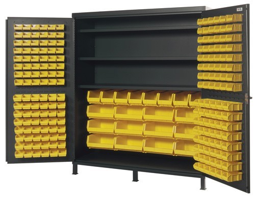 All-Welded Bin Cabinet 72" x 24" x 84" Yellow