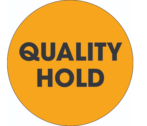 Label 2" Circle 'Quality Hold' Fluorescent Orange 500/RL