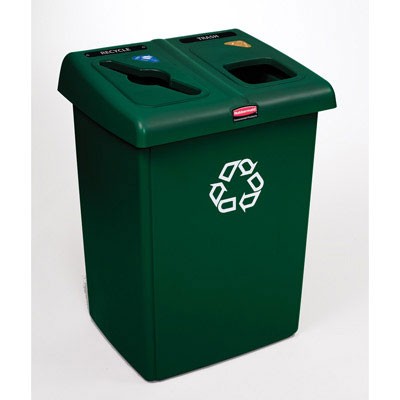 Glutton Recycling Station, Rectangular, 2-Stream, 46 Gal, Green