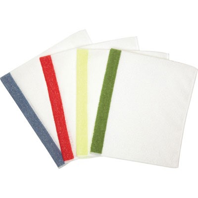 HYGEN Sanitizer Safe Foodservice Microfiber Cloth, 16x19, White/Red