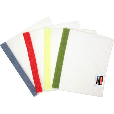 HYGEN Sanitizer Safe Foodservice Microfiber Cloth, 16x19, White/Green