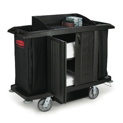 Multi-Shelf Cleaning Cart, 3 Shelves, 22w x 49d x 50h, Black