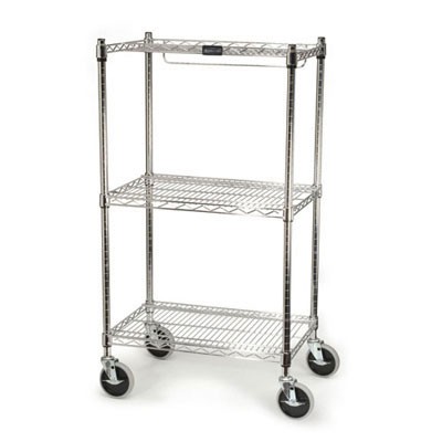 ProSave Shelf Ingredient Bin Cart, 3 Shelves, 18w x 26d x 47 3/4, Chrome