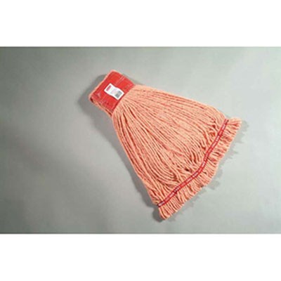 Web Foot Shrinkless Wet Mop, Large, Orange, Looped-End, Cotton/Synthetic Blend