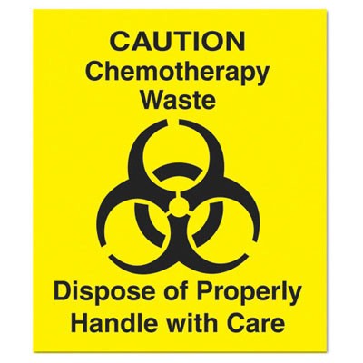 Medical Decal, "Chemotherapy Waste", 6x6, Yellow