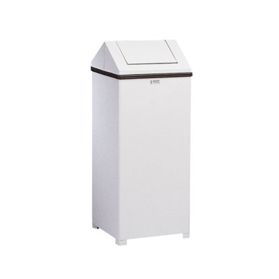 WasteMaster Hinged-Top Waste Receptacle, Rectangular, 24gal, White