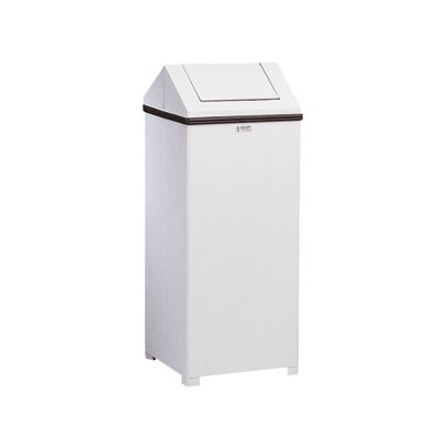 WasteMaster Hinged-Top Waste Receptacle, Rectangular, 40gal, White