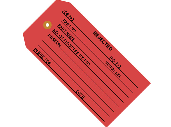 Tag 4.75x2.375 Red (Rejected) Shipping Tag #12