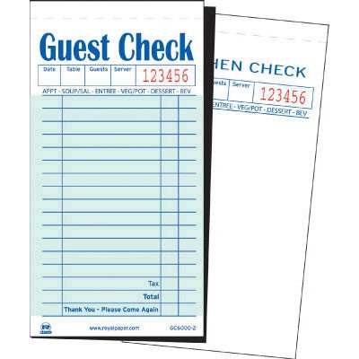 Guest Check Book, Carbon Duplicate, 3 1/2x6 7/10
