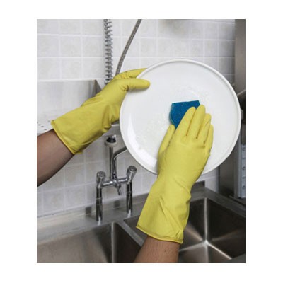 Flocked-Lined Gloves, Medium, Yellow