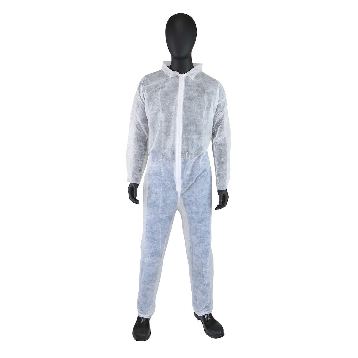 Coverall SBPP Zip Front Collar Elastic Wrist and Ankle White LG 25/CS