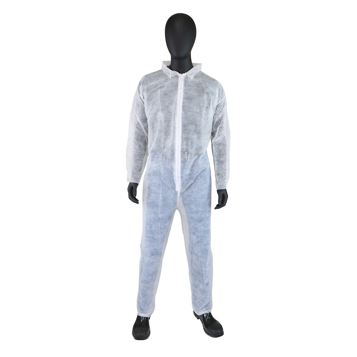 Coverall SBPP Zip Front Collar Elastic Wrist & Ankle White MED 25/CS