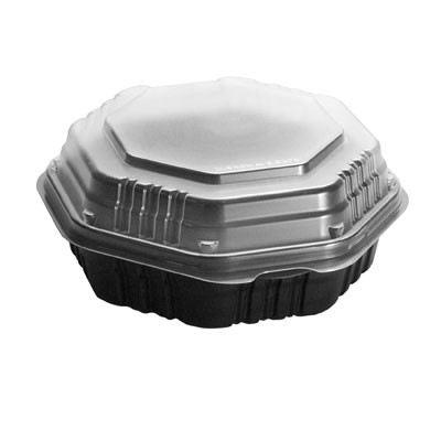 OctaView HF Containers, Black/Clear, 31oz, 9.55w x 9.13d x 3.01h