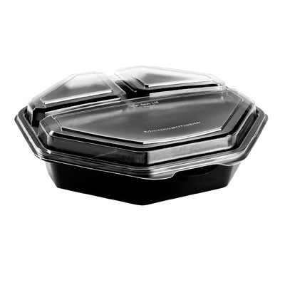 OctaView CF Container, 3-C, Black/Clear, 36oz, 9.57w x 9.18d x 2.36h
