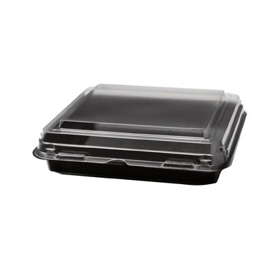 Lunch Box, 1-Comp, Black/Clear, 32oz, 7.91w x 7.91d x 1.81h