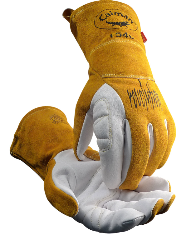 Glove Premium Goat Grain Unlined Palm Caiman TIG/Multi-Task Welding Cowhide Cuff M Medium